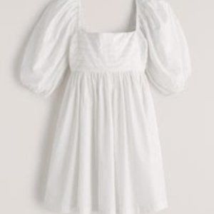 Abercrombie - Women's Ruched Puff Sleeve Poplin Mini Dress